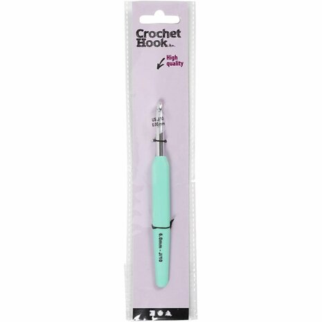 Haaknaald | Ergonomische haaknaald | Softgrip haaknaald | Aluminium haaknaald | 6 mm | Turquoise