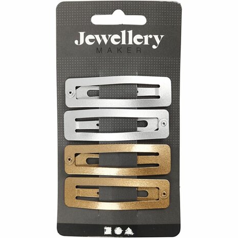 Haarspeld, L: 58 mm, B: 16 mm, goud, zilver, 4 stuk/ 1 doos