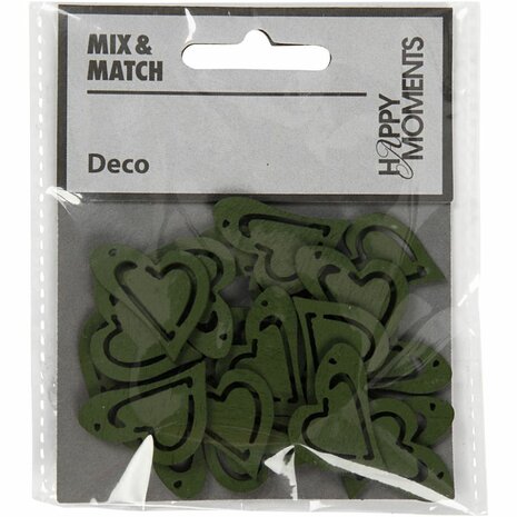 Hart, afm 25x22 mm, dikte 1,7 mm, donkergroen, 20 stuk/ 1 doos