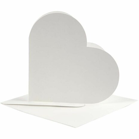 Hartvormige Kaarten, afmeting kaart 12,5x12,5 cm, afmeting envelop 13,5x13,5 cm, off-white, 10 set/ 1 doos