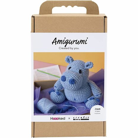Hobbyset Amigurumi, Nijlpaard, blauw, lichtblauw, 1 doos