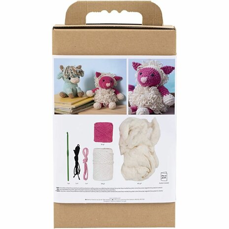 Hobbyset Amigurumi, Schaap, roze, off white, 1 doos