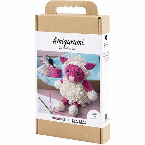 Hobbyset Amigurumi, Schaap, roze, off white, 1 doos