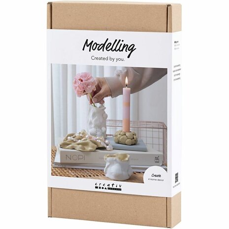 Hobbyset Boetseren, Vazen en kandelaars, beige, ivoor, off-white, 1 doos