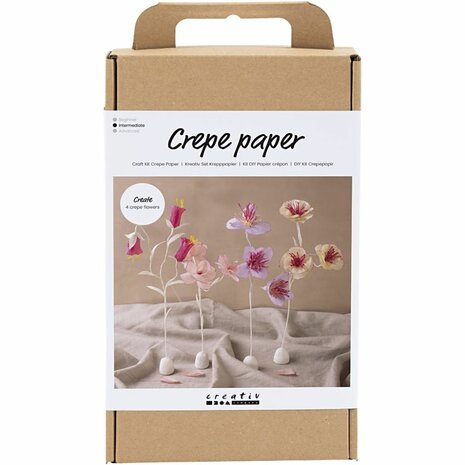 Hobbyset Cr&ecirc;pepapier, Bloem, pastelkleuren, 1 doos