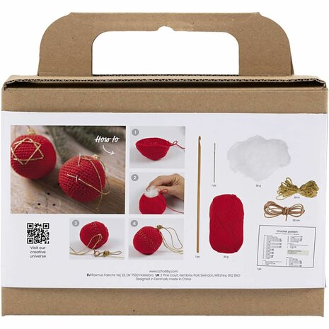 Hobbyset Haken, Kerstballen, rood, 1 doos