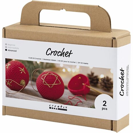 Hobbyset Haken, Kerstballen, rood, 1 doos