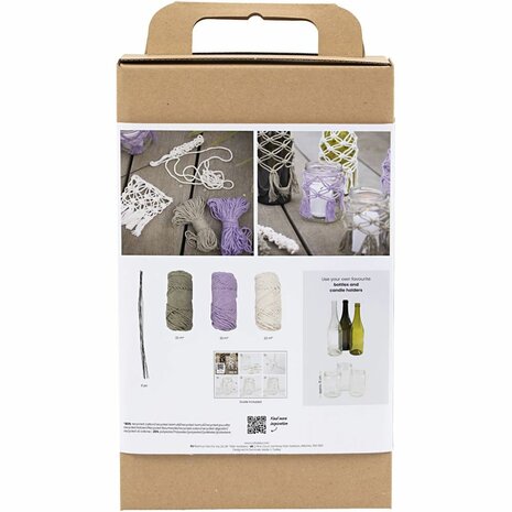 Macram&eacute; set glasdecoratie | Hobbyset macrame | DIY pakket | Macram&eacute; windlichten en vazen maken | 1 Doos