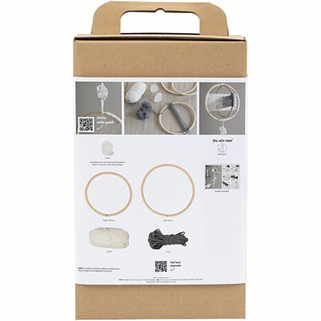 Macram&eacute; set mobiel | Hobbyset macrame | DIY pakket | Macram&eacute; mobiel met bergkristal maken | 1 Doos