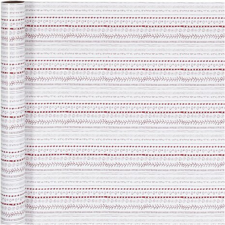Inpakpapier, doodles, B: 70 cm, 80 gr, rood, wit, 4 m/ 1 rol