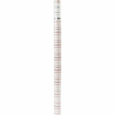 Inpakpapier, doodles, B: 70 cm, 80 gr, rood, wit, 4 m/ 1 rol