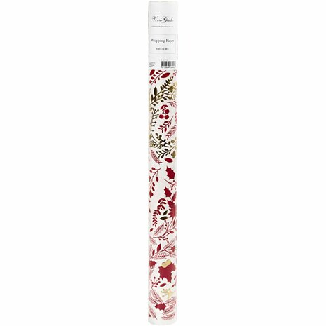 Inpakpapier, kerstbomen, B: 50 cm, 80 gr, goud, rood, wit, 3 m/ 1 rol