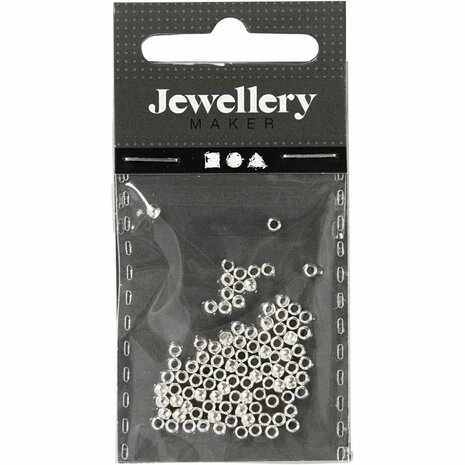 Knijpkralen | Crimp beads | Voor kralendraad | Zilver | &Oslash; 2,5 mm | 100 stuks