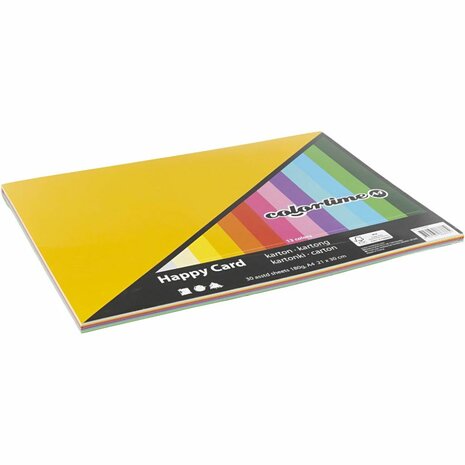 Lentekarton, A4, vel 210x297 mm, 180 gr, diverse kleuren, 30 div vellen/ 1 doos