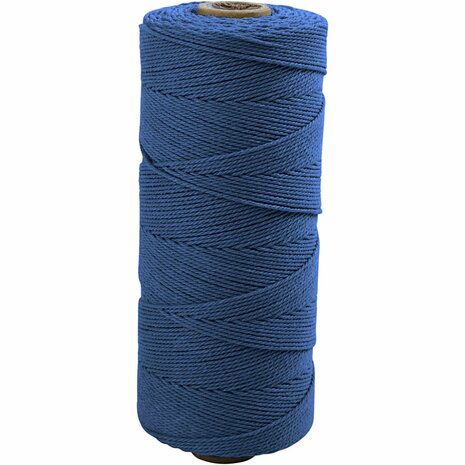 Macram&radic;&copy; koord blauw | Macrame touw | Blauw katoenkoord | 1 mm | 315 Meter