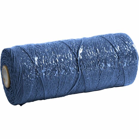 Macram&radic;&copy; koord blauw | Macrame touw | Blauw katoenkoord | 1 mm | 315 Meter