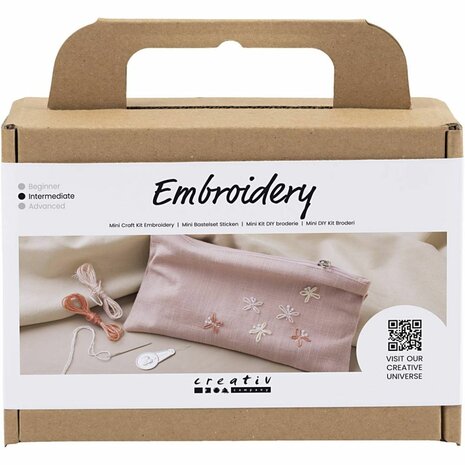Borduurpakket Clutch | Mini Hobbyset Borduren | Clutch Tas Borduren | Vlinders | Dusty Rose