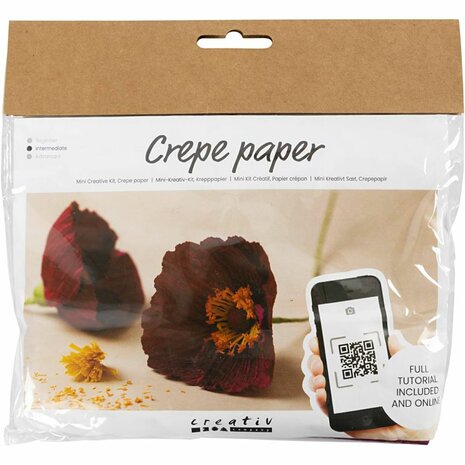 Mini Hobbyset Cr&ecirc;pepapier, Klaprozen, Cr&ecirc;pe-verhouding: 180%, 105 gr, 1 doos