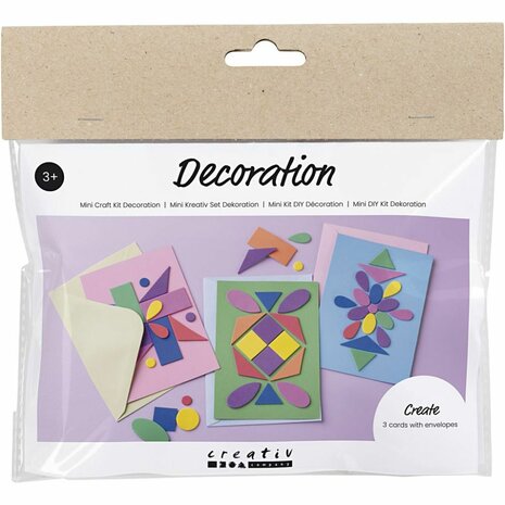 Mini Hobbyset Decoratie, Versierde kaarten, blauw, groen, roze, 1 doos