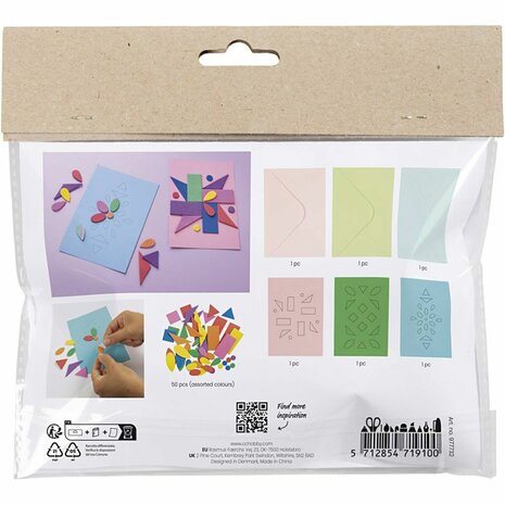 Mini Hobbyset Decoratie, Versierde kaarten, blauw, groen, roze, 1 doos