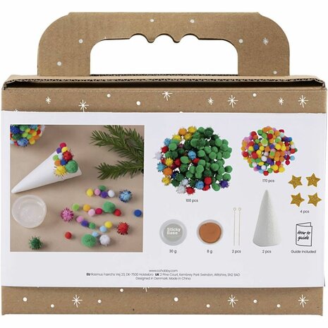 Mini Hobbyset Decoratie, Kerstboom, diverse kleuren, 1 doos