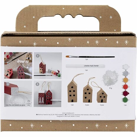 Mini Hobbyset Decoratie, Huizen, Kerst verf, 1 doos