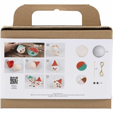 Mini Hobbyset Kerstballen, Rode en groene kabouters, 1 doos