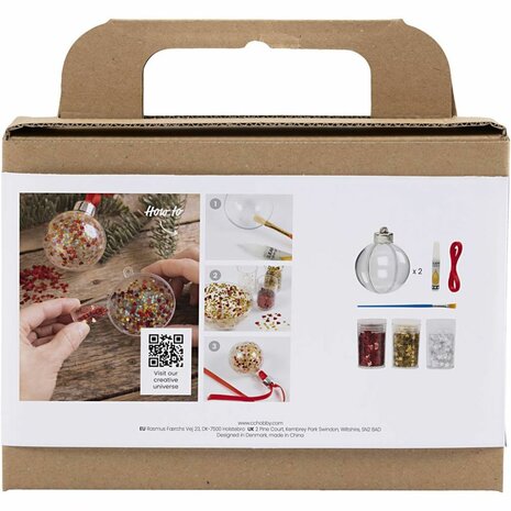 Mini Hobbyset Kerstballen, Pailletten, 1 doos