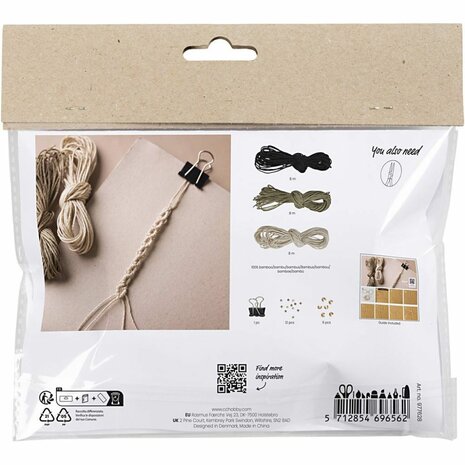 Mini Hobbyset Macram&eacute;, Armband, zwart, olijfbruin, zandkleur, 1 doos