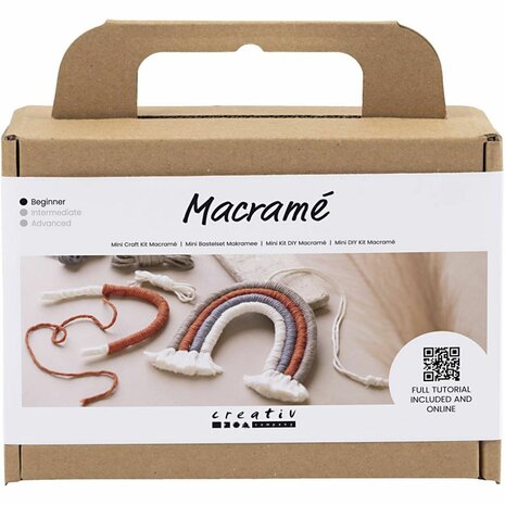 Macram&eacute; set regenboog | Hobbyset macrame | DIY pakket | Macram&eacute; regenboog maken | 1 Doos