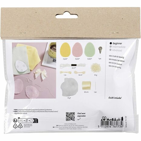 Mini Hobbyset Naaien, paaseieren, pastelkleuren, 1 doos
