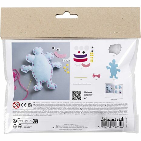 Mini Hobbyset Naaien, Viltmonster, diverse kleuren, 1 doos