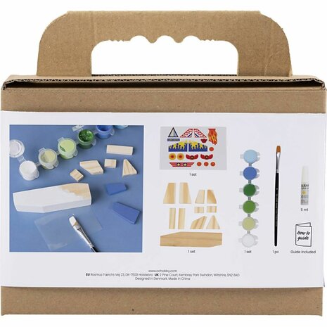 Mini Hobbyset Schilderen, Vliegtuig, blauw/groen harmonie, 1 doos