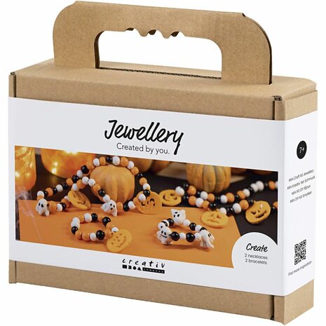 Mini Hobbyset Sieraden, Halsketting en armband, halloween kleuren, 1 doos