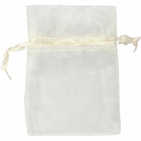 Organza zakjes, afm 7x10 cm, off-white, 10 stuk/ 1 doos