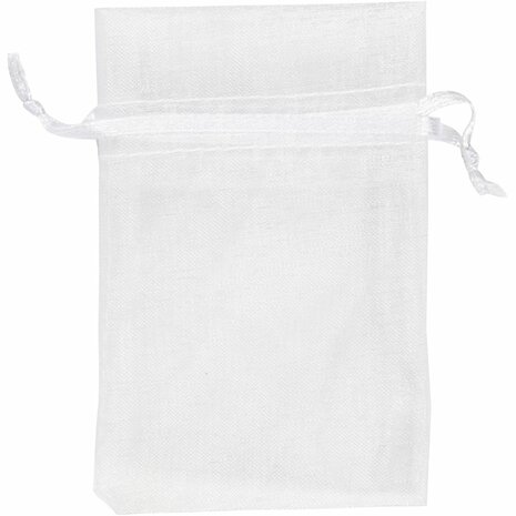 Organza zakjes, afm 7x10 cm, wit, 10 stuk/ 1 doos