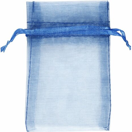 Organza zakjes, afm 7x10 cm, blauw, 10 stuk/ 1 doos