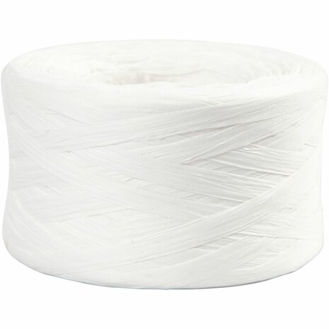 Papier Raffia Garen, B: 7-8 mm, wit, 100 m/ 1 rol