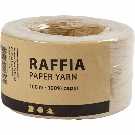 Papier Raffia Garen, B: 7-8 mm, zandkleur, 100 m/ 1 rol