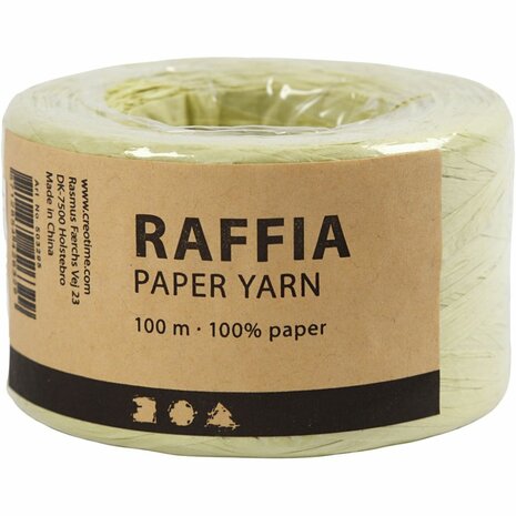 Papier Raffia Garen, B: 7-8 mm, lichtgroen, 100 m/ 1 rol