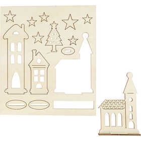 Diy Houten Figuren Kerstdorp L Cm B 17 Cm 1 Doos Creatieve Materialen