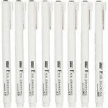 Fineliners, zwart, lijndikte 0,03+0,05+0,1+0,2+0,3+0,5+0,8+1,0 mm, 8 stuk/ 1 doos