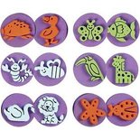 Foam stempels, dieren, d 7,5 cm, dikte 2,5 cm, 6 stuk/ 1 doos