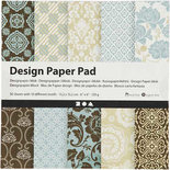 Design papierblok, lichtblauw, bruin, 15,2x15,2 cm, 120 gr, 50 vel/ 1 doos