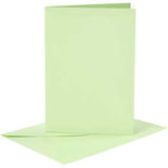 Kaarten en enveloppen, lichtgroen, afmeting kaart 10,5x15 cm, afmeting envelop 11,5x16,5 cm, 120+210 gr, 6 set/ 1 doos