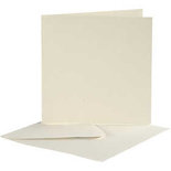 Kaarten & Enveloppen, off-white, afmeting kaart 12,5x12,5 cm, afmeting envelop 13,5x13,5 cm, 10 set/ 1 doos