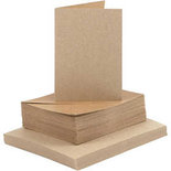Kaarten en enveloppen, naturel, afmeting kaart 10,5x15 cm, afmeting envelop 11,5x16,5 cm, 120+240 gr, 50 set/ 1 doos