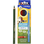 Super Ferby 1 Kleurpotloden, l: 18 cm, vulling: 6,25 mm, diverse kleuren, 6div