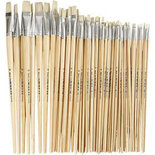Nature Line kwasten, afm 1+2+4+8+14+20, L: 27,5-33 cm, B: 5-19 mm, plat, 64 stuk/ 1 doos
