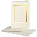 Passepartout kaarten , off-white, afmeting kaart 10,5x15 cm, afmeting envelop 11,5x16,5 cm, 10 set/ 1 doos
